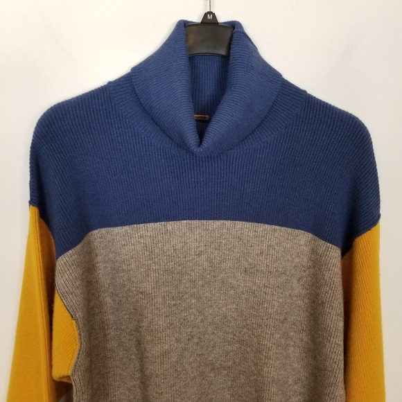 Free People Women Softly‎ Structured Color Block Sweater Sz S Blue Gray Yellow - Picture 3 of 9
